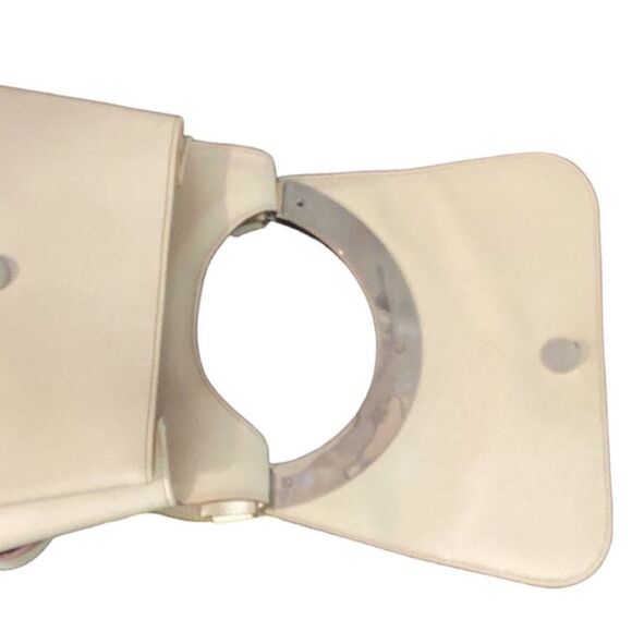 CELINE OFF WHITE LEATHER SHOULDER HOBO TOTE HAND BAG - Picture 9 of 12